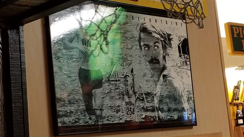 A Steve Prefontaine display in Eugene, Oregon. A photograph from Ken’s Oregon travels.